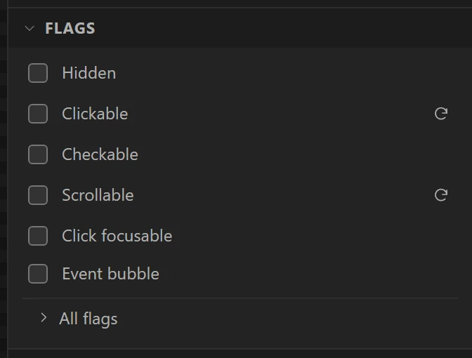 Flags: Clickable and Scrollable off.