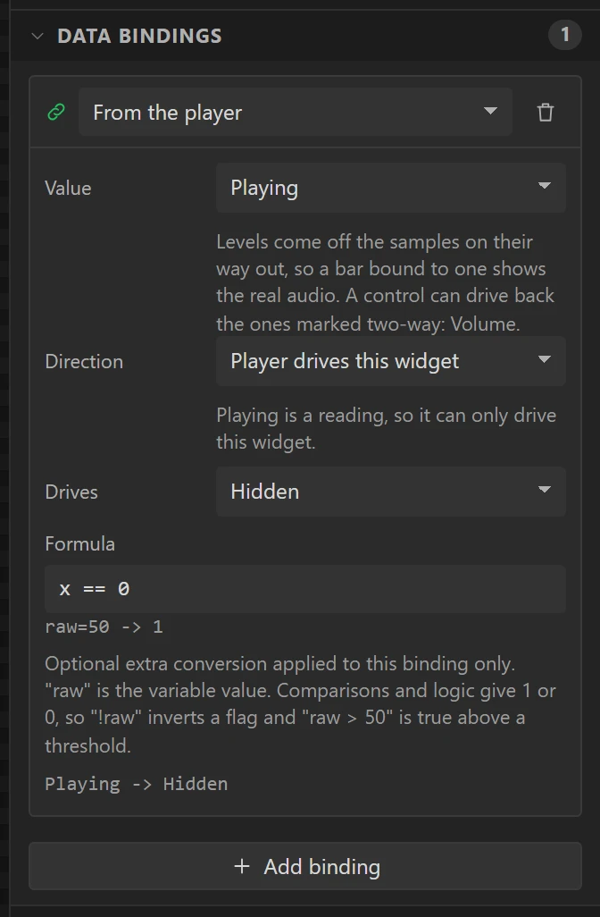 Hidden while the player is not playing.