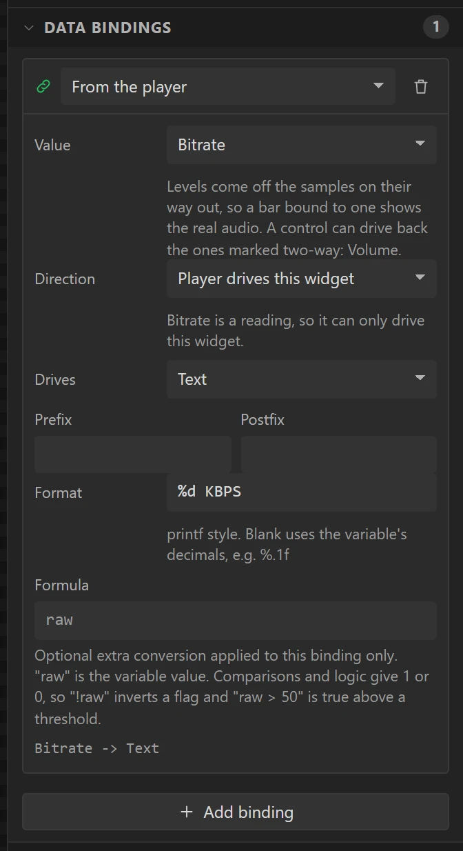 The bitrate, written into "%d KBPS".