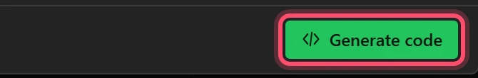 Generate code, at the foot of the dialog.