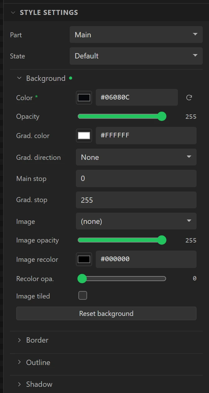 The screen's own background colour.