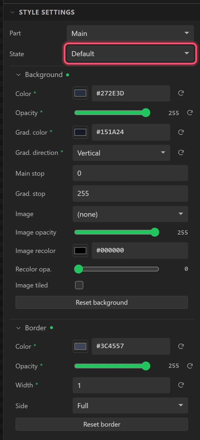 Default state: background and border.