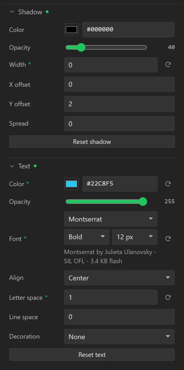 Shadow and text.