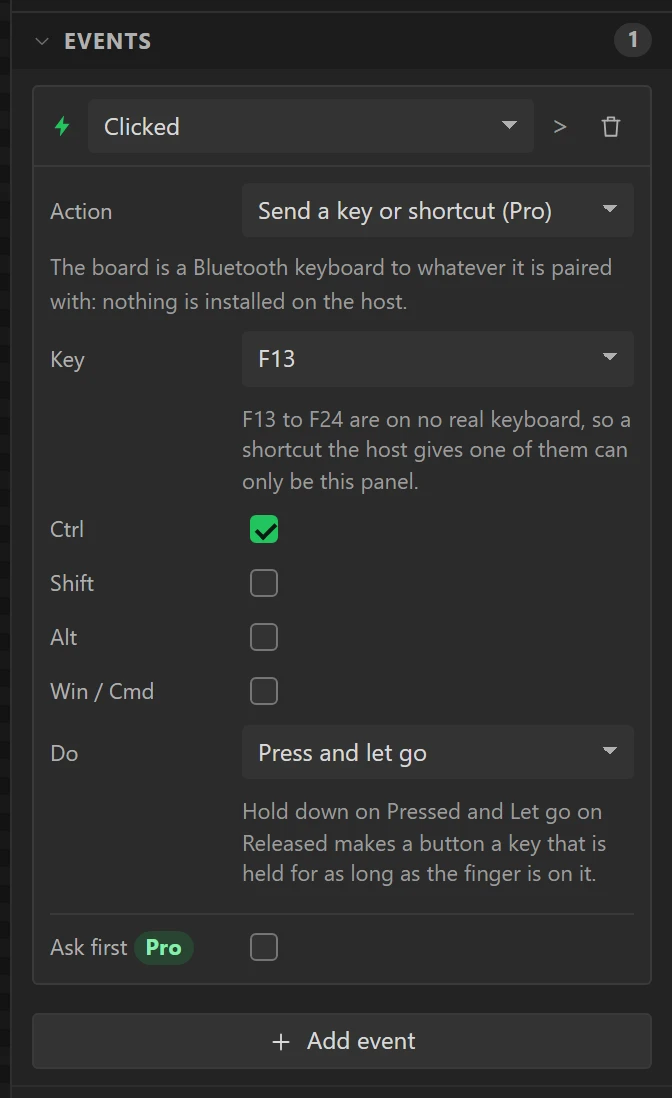 Clicked: send Ctrl + F13.
