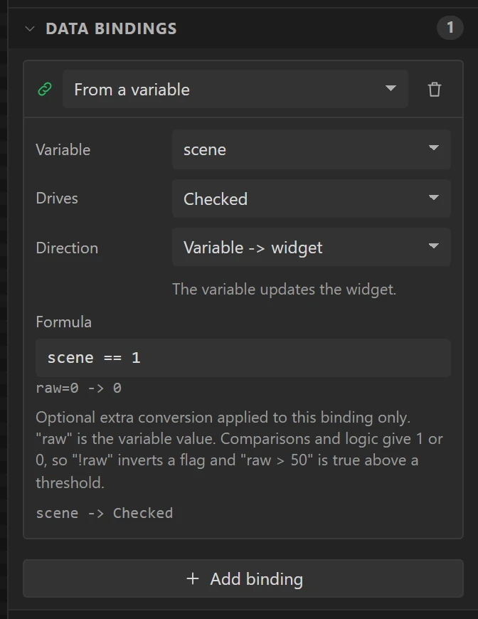Checked follows the variable.