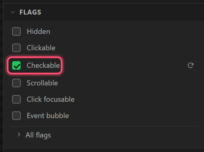 Flags: Checkable.