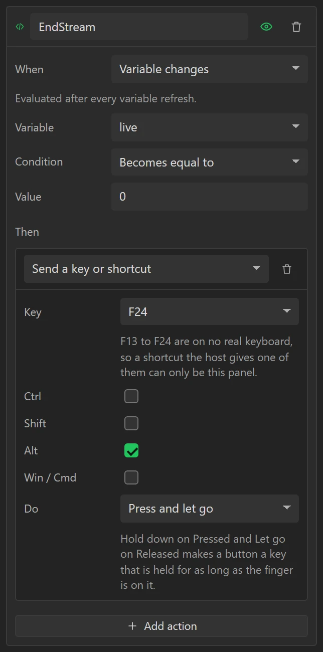 When it becomes 0, send Alt + F24.