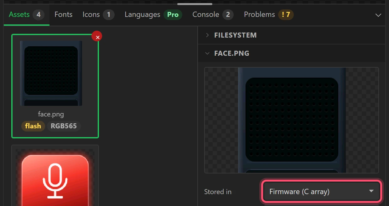 The four pictures, each kept in the firmware.
