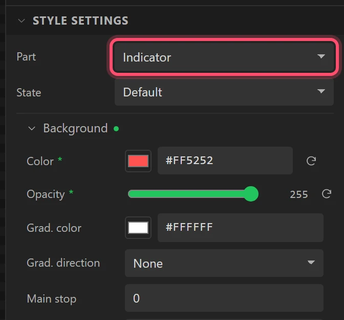 The Indicator part is the lit column.