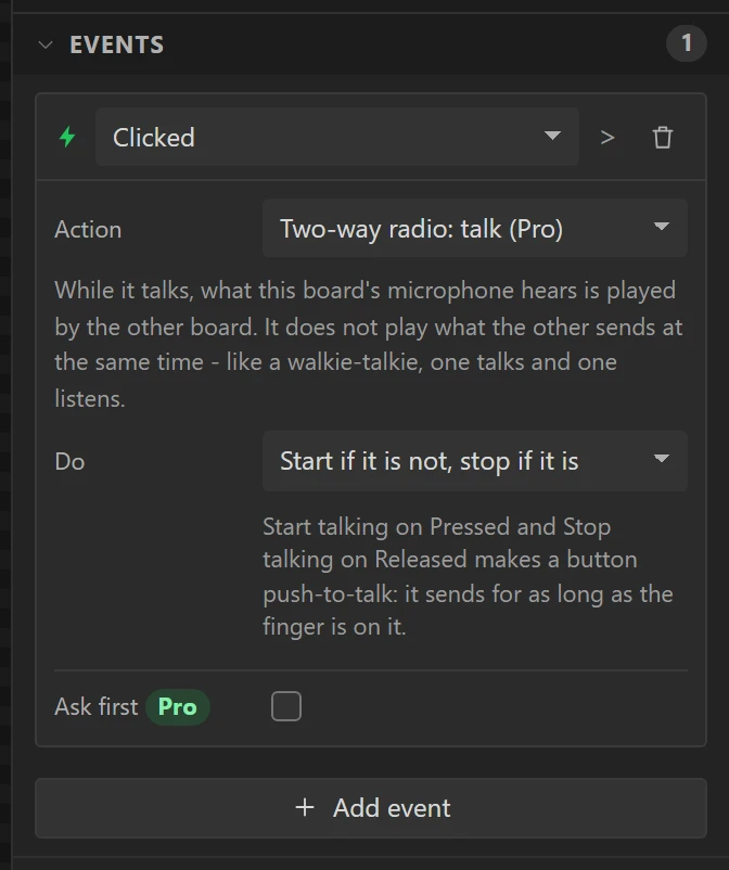 LOCK starts talking, or stops.