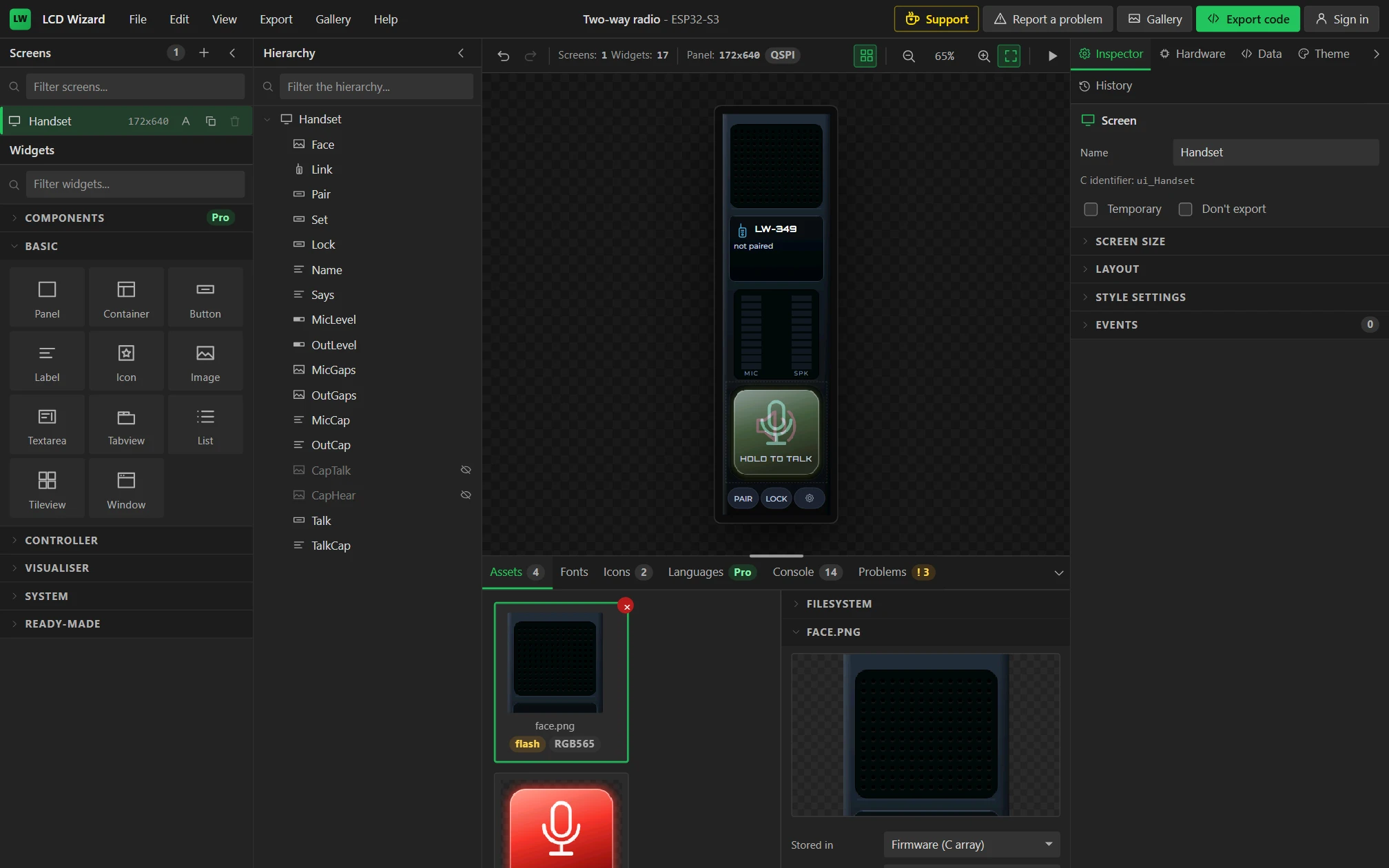 The first screen, finished: one picture, and sixteen widgets on top of it.