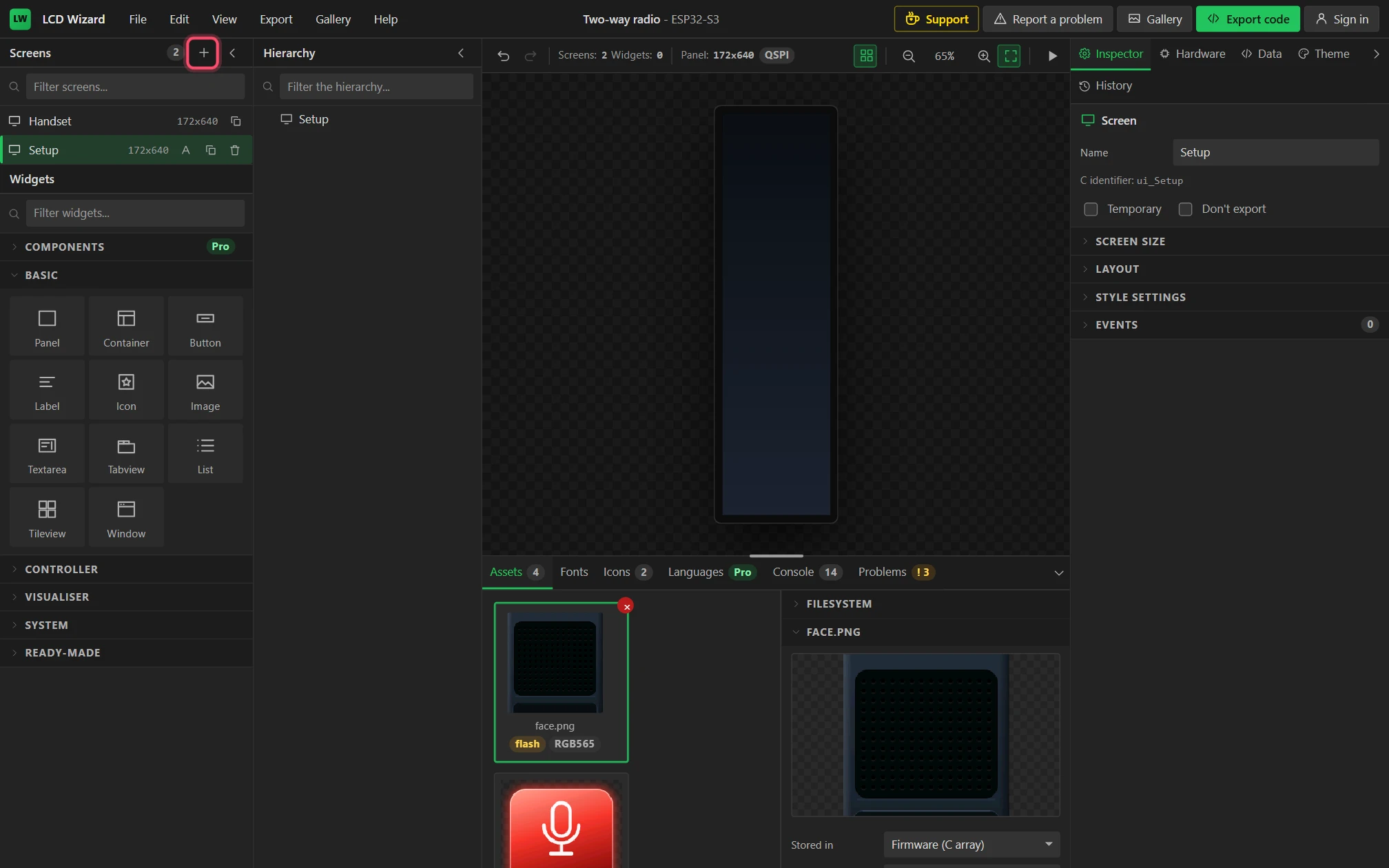 A second screen. The + beside Screens adds one.