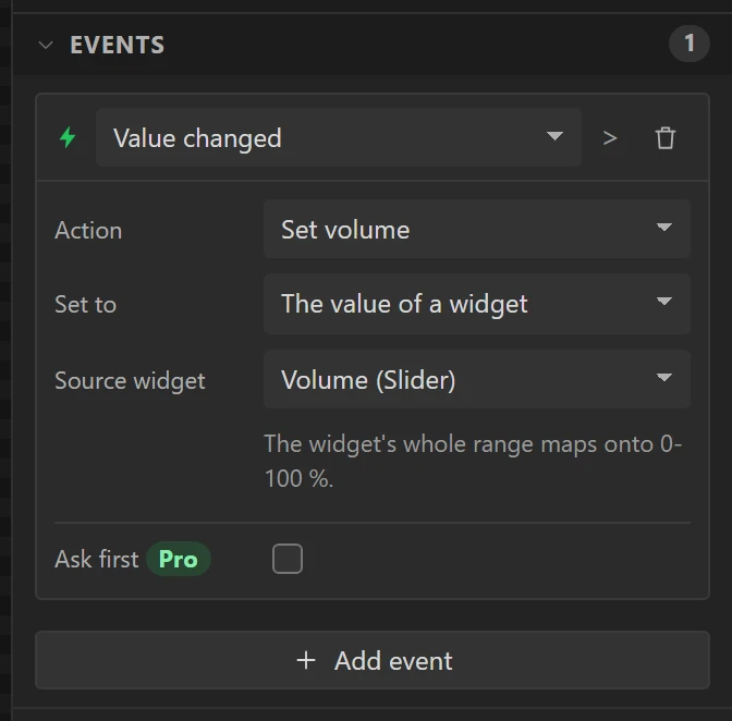 Moving the slider sets the volume to where it is.
