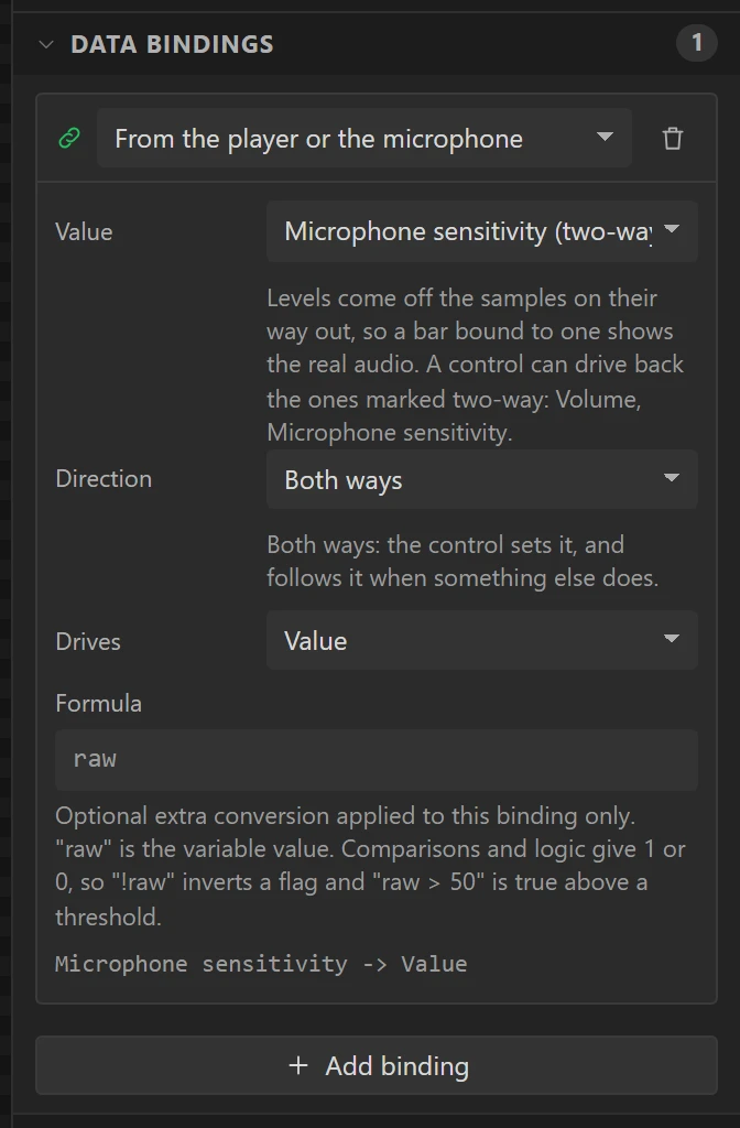 The slider and the microphones' sensitivity, each following the other.
