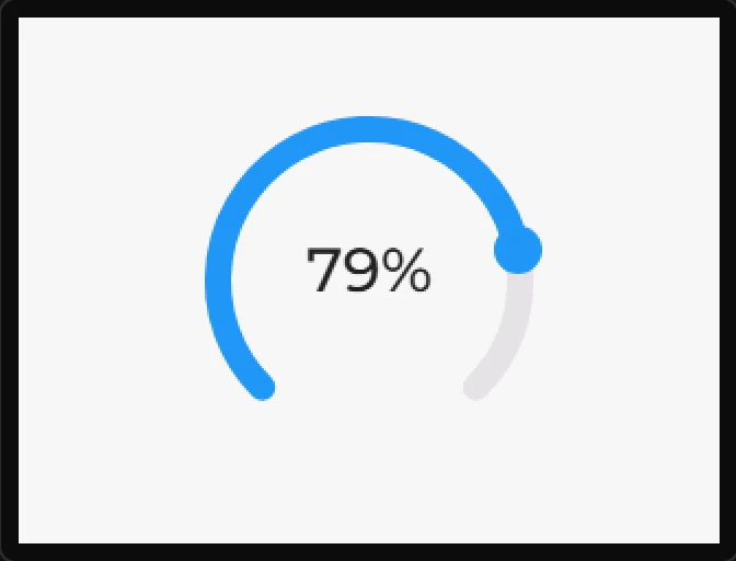 Preview: the arc filled to about four fifths with the knob at the right, and 79% in large digits in its middle.