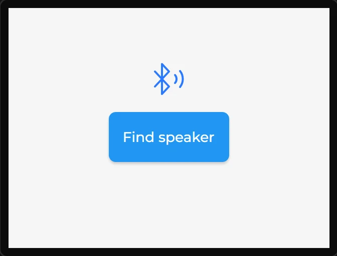 A blue Bluetooth audio mark with a blue Find speaker button under it.