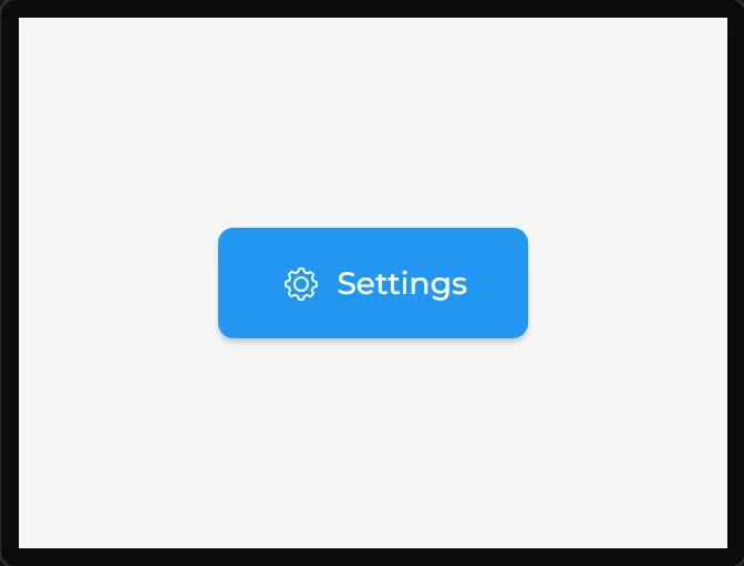 A wide blue button with a cog icon and the word Settings.