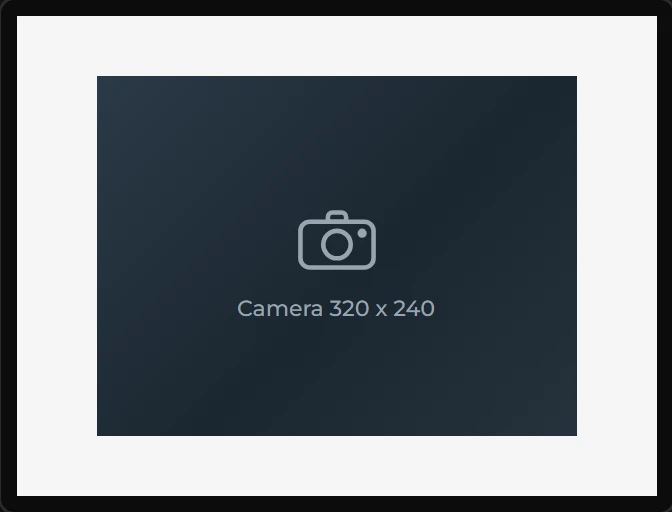 A dropped Camera view: a dark box with a camera symbol and the words Camera 320 x 240.