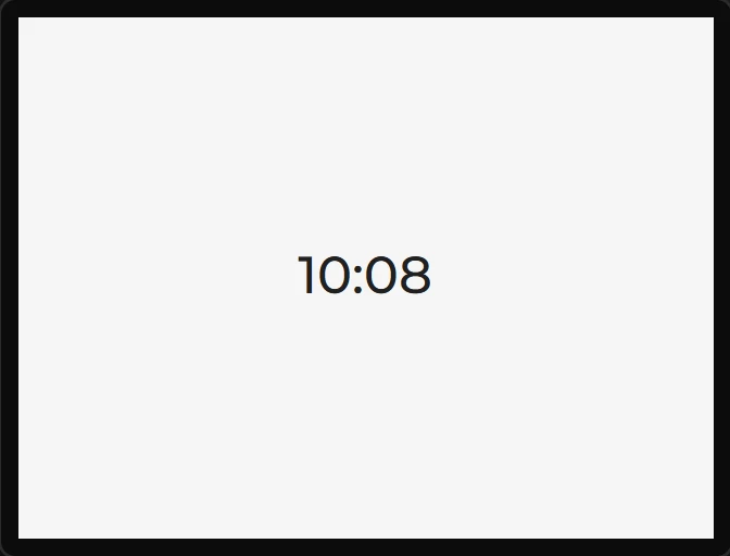 A dropped Clock: the time 10:08 in the middle of the screen.