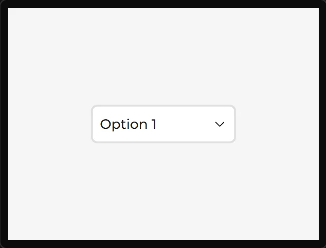 A dropped Dropdown: a white box saying Option 1 with a down arrow.