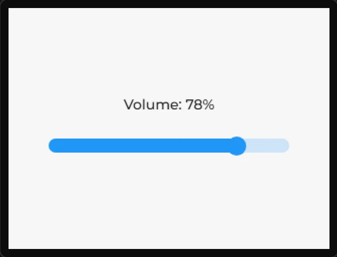 Preview: the slider dragged to about three quarters, and above it the words Volume: 78%.