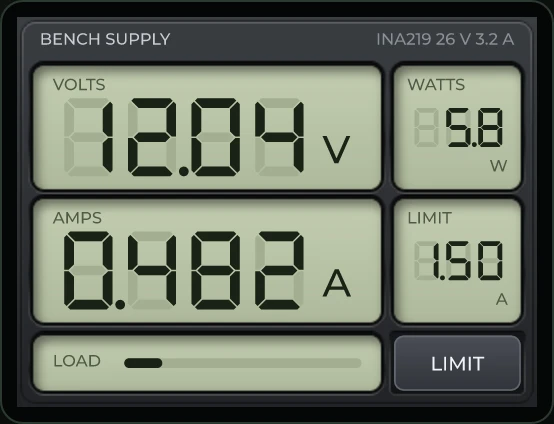 Bench Supply Meter, a gallery design for the ESP32 + ILI9341 2.8" SPI