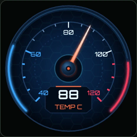 Coolant Gauge, a gallery design for the ESP32-S3 + GC9A01 1.28" round
